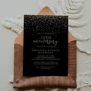 Invitation Script Confetti d'or 50e anniversaire de Mariage