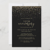 Invitation Script Confettis Dorés 50e Anniversaire de Mariage (Devant)