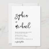 Invitation Script contemporain moderne Mariage noir blanc (Devant)