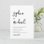 Invitation Script contemporain moderne Mariage noir blanc (Debout devant)
