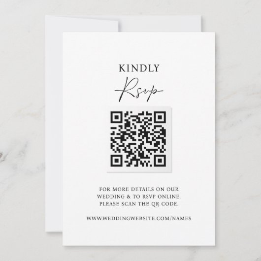 Invitation Script contemporain photo moderne QR CODE RSVP (Dos)