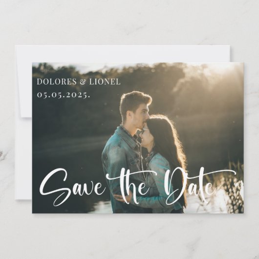 Invitation Script Couple Photo Enregistrer la date (Devant)