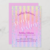 Invitation Script d'anniversaire de l'ombre arc-en-ciel rose (Devant / Derrière)