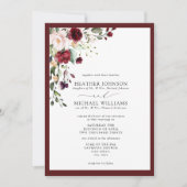 Invitation Script d'aquarelle florale Burgundy (Devant)