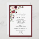 Invitation Script d'aquarelle florale Burgundy classique (Devant)
