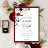 Invitation Script d'aquarelle florale Burgundy classique