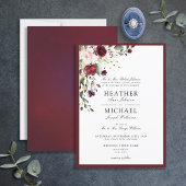 Invitation Script d'aquarelle florale Burgundy classique