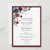 Invitation Script d'aquarelle florale classique de Bourgogne  (Devant)