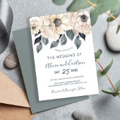 Invitation Script d'aquarelle florale crème moderne mariage