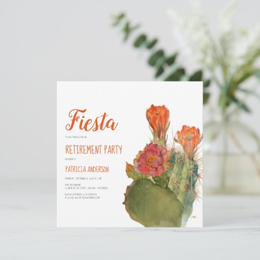 Invitation Script d'aquarelle florale Fiesta Cactus (Debout devant)