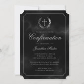 Invitation Script d'argenterie en marbre noir élégant (Devant)