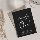 Invitation Script de 1er anniversaire minimal moderne noir