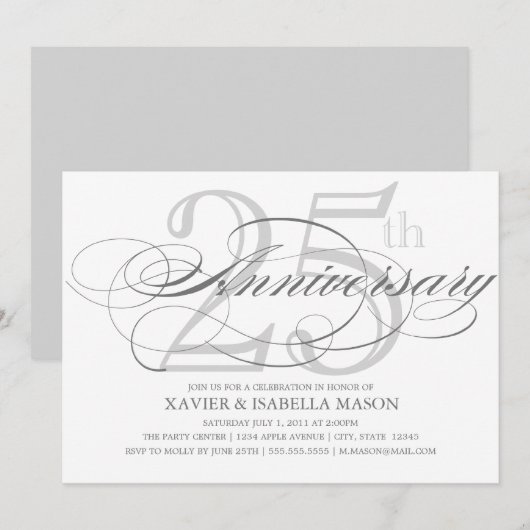 Invitation Script de 25e anniversaire (Devant / Derrière)