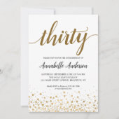 Invitation Script de 30e anniversaire Confetti d'or moderne (Devant)