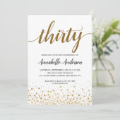 Invitation Script de 30e anniversaire Confetti d'or moderne (Debout devant)