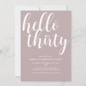 Invitation Script de 30e anniversaire rose pâle blanc moderne (Devant)