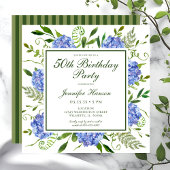 Invitation Script de 50e anniversaire de Blue Hydrangeas