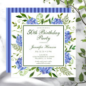 Invitation Script de 50e anniversaire de Blue Hydrangeas