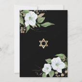 Invitation Script de Bat Mitzvah à l'or noir aquarelle floral (Dos)