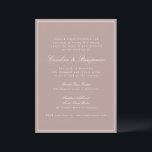 Invitation Script de bordure classique officiel Dusty Mauve M<br><div class="desc">Formal classique traditionnel Script élégant mariage Invitation avec bordure étroite et en ligne RSVP détails dans Dusty Mauve avec texte blanc</div>