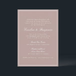 Invitation Script de bordure classique officiel Dusty Mauve M<br><div class="desc">Formal classique traditionnel Script élégant mariage Invitation avec bordure étroite et en ligne RSVP détails dans Dusty Mauve avec texte blanc</div>