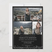 Invitation Script de bordure en confetti d'argent (Dos)