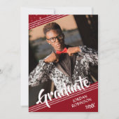 Invitation Script de brosse à 4 photos rouge moderne (Devant)