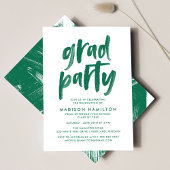 Invitation Script de brosse moderne Parti de graduation verte