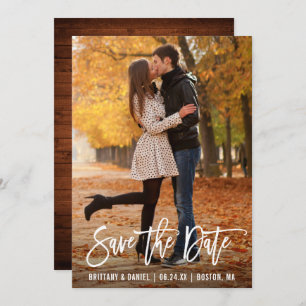Invitation Script De Brosse Moderne Photo Bois Enregistrer La