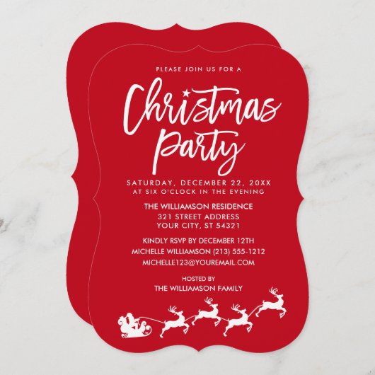 Invitation Script de brosse moderne Star Père Noël fête de No (Devant / Derrière)
