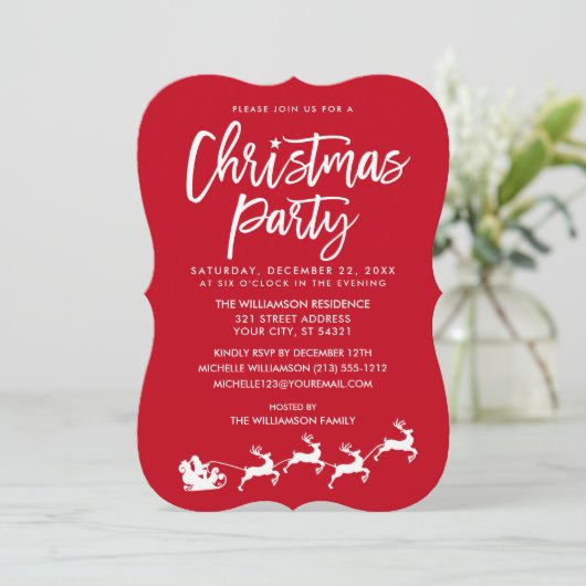 Invitation Script de brosse moderne Star Père Noël fête de No (Debout devant)