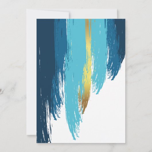 Invitation Script De Brush Moderne Gold Et Bleu Christing (Dos)