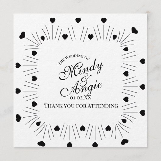 Invitation Script de cadre de coeurs gribouillés pour mariage (Devant)