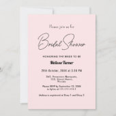 Invitation Script de calligraphie de Fête des mariées rose (Devant)