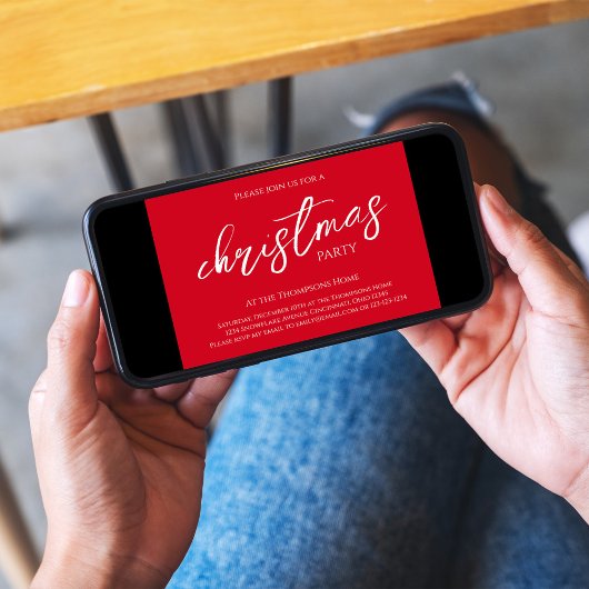 Invitation Script de calligraphie de Noël Motif de flocon rou