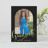 Invitation Script de calligraphie de photo noir Arche or noir (Debout devant)