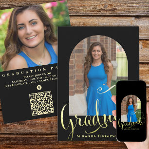 Invitation Script de calligraphie de photo noir Arche or noir