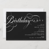 Invitation Script de calligraphie | Elégant Moody Black Anniv (Devant)