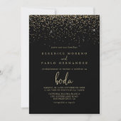 Invitation Script de calligraphie Gold Confetti Mariage espag (Devant)