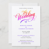 Invitation Script de calligraphie Mariage de couleur arc-en-c (Devant)
