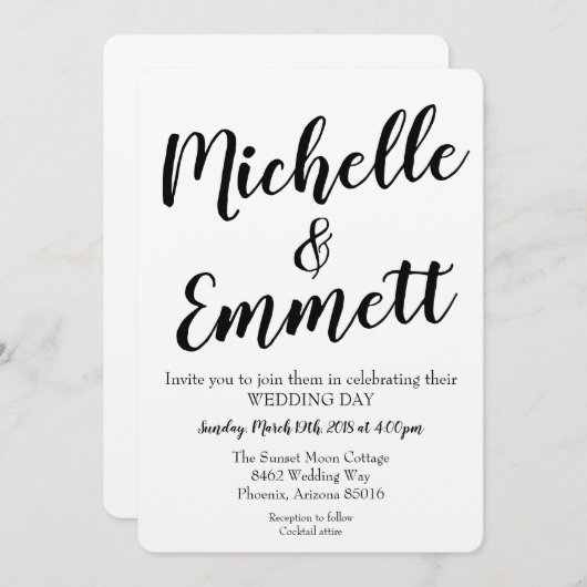 Invitation Script de calligraphie Mariage élégant rustique Kr (Devant / Derrière)