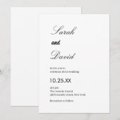 Invitation Script de calligraphie mariage en noir et blanc te (Devant / Derrière)