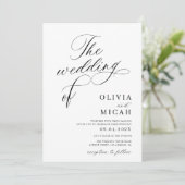 Invitation script de calligraphie mariage noir et blanc (Debout devant)