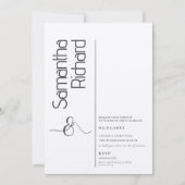 Invitation Script de calligraphie minimaliste Mariage noir bl (Devant)