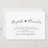 Invitation Script de calligraphie moderne minimal Mariage car (Devant)