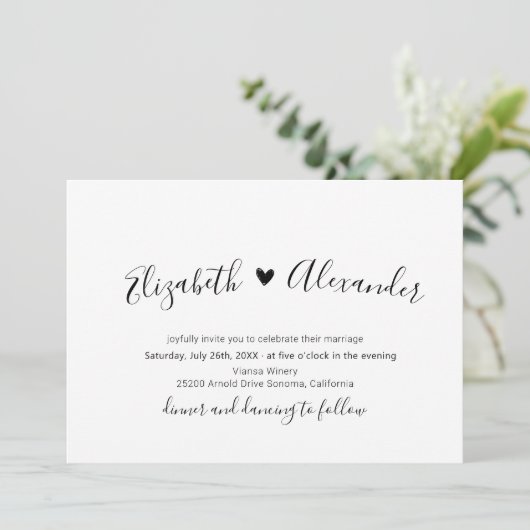 Invitation Script de calligraphie moderne minimal Mariage car (Debout devant)