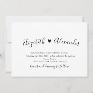 Invitation Script de calligraphie moderne minimal Mariage car