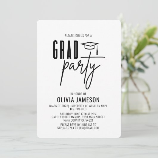 Invitation Script de calligraphie moderne | Photo Party (Debout devant)