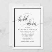 Invitation Script de calligraphie noir et blanc Fête des mari (Devant)