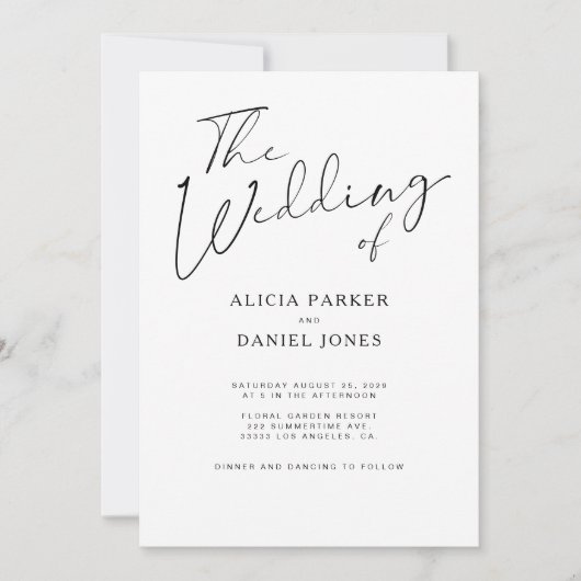 Invitation Script de calligraphie noir et blanc moderne maria (Devant)